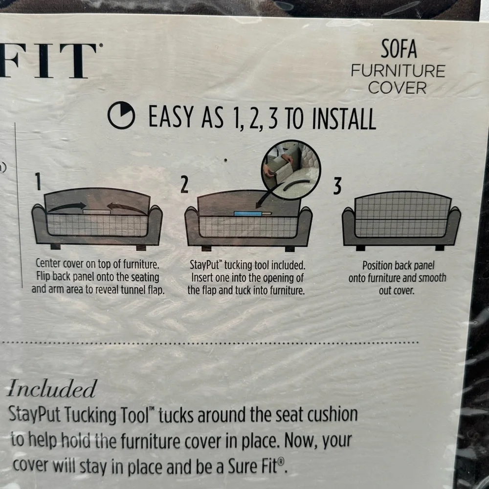 NEW SureFit Miracle Mink Sofa Furniture Protector Chocolate Brown Waterproof 70
